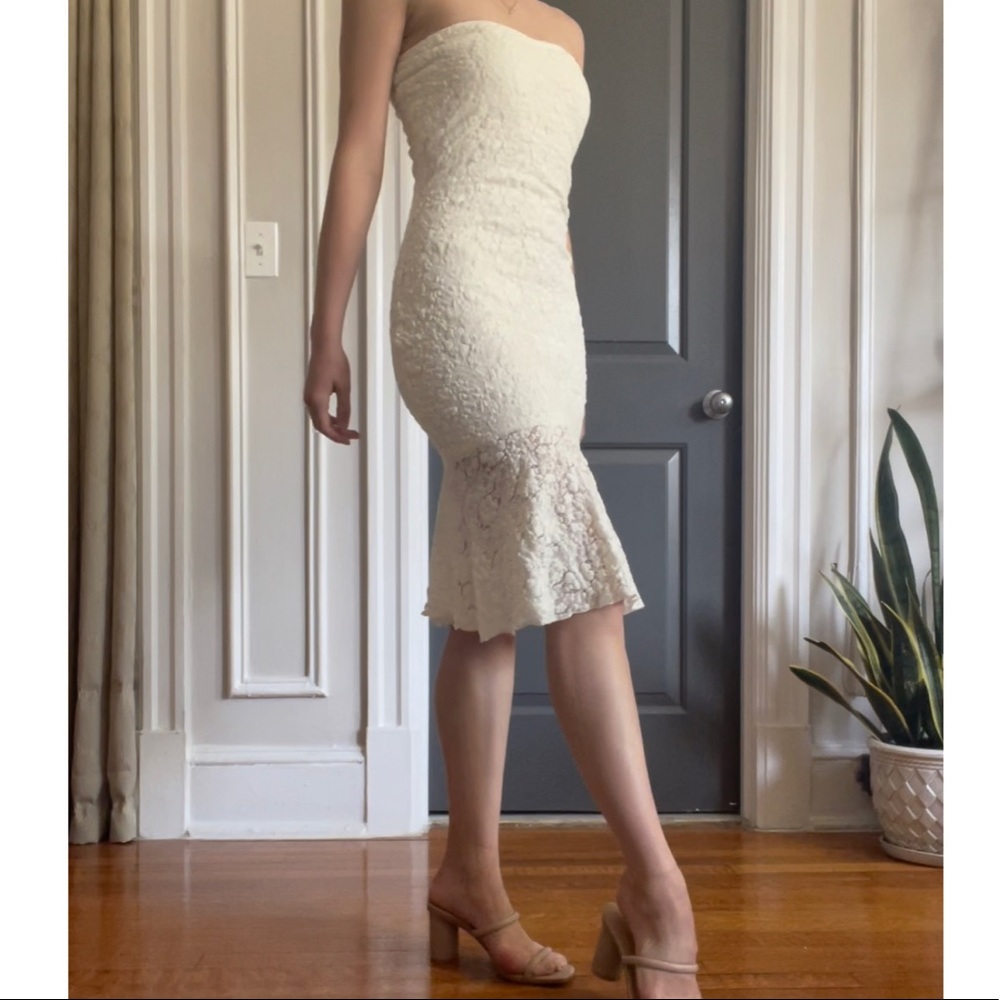White Lace Strapless Dress!